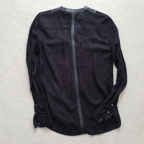 SOLD NWT Helmut Lang Black Soft Vicose and Leather Shirt szS - Picture 5 of 11